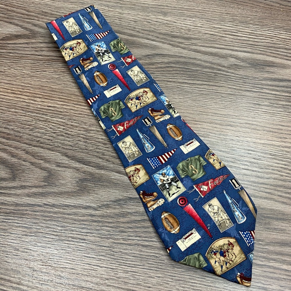Americana Football Nostalgia Pattern Silk Tie